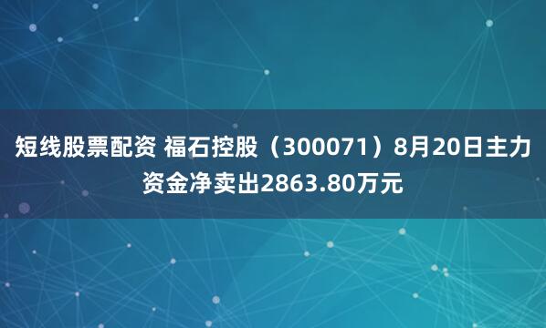短线股票配资 福石控股（300071）8月20日主力资金净卖出2863.80万元