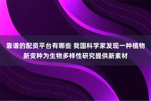 靠谱的配资平台有哪些 我国科学家发现一种植物新变种为生物多样性研究提供新素材